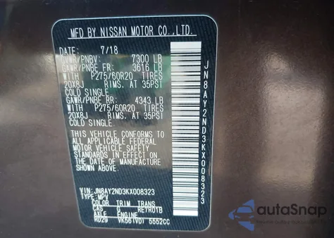 2019 Nissan Armada Sl from USA, damaged, VIN JN8AY2ND3KX008323